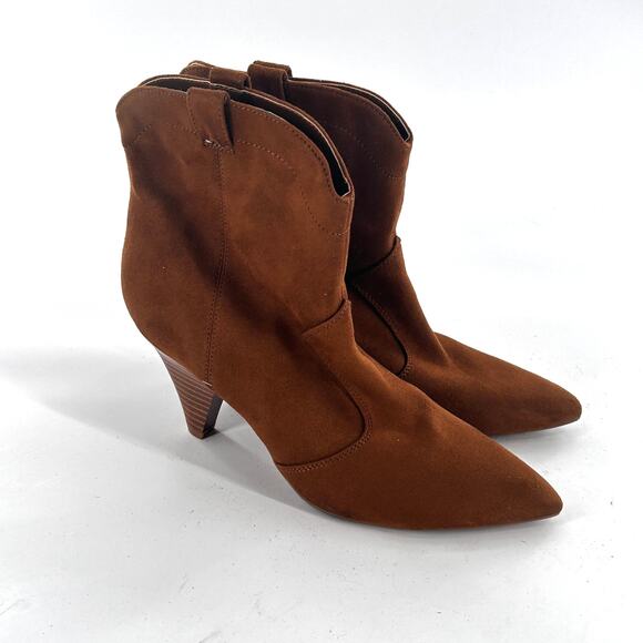 Nine West Cindra Western Boots 9 NWOT Brown Tan Ankle Booties Heel - Picture 4 of 9